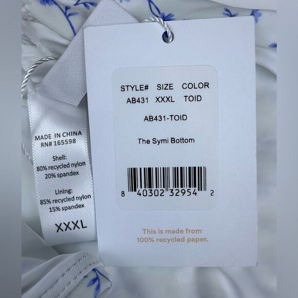 NWT Andie Swim The Symi Bikini Bottom Blue And White Ditzy Bloom Size XXXL - Picture 6 of 8